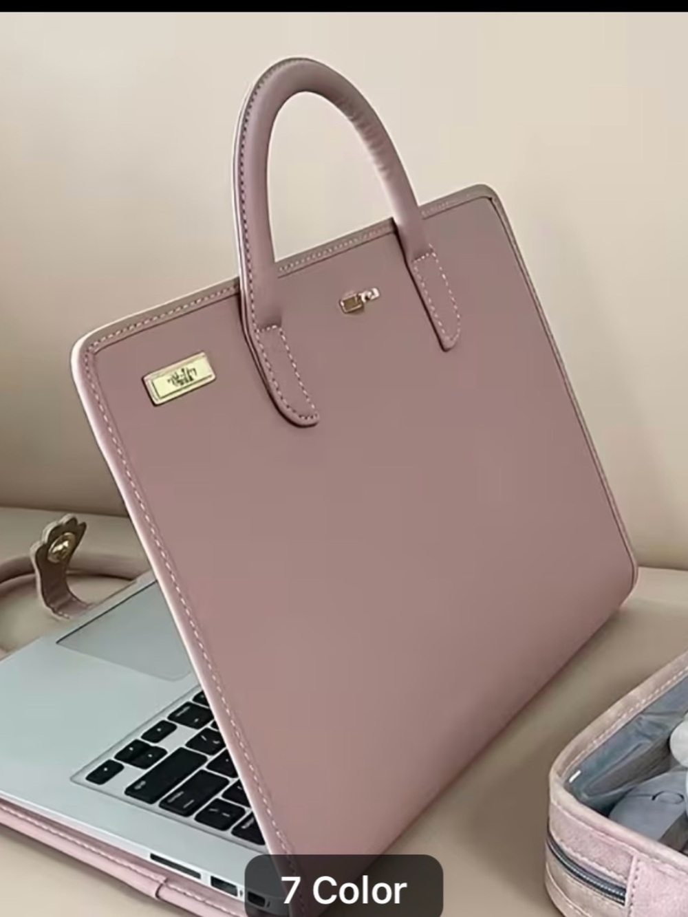 Elegant Pink Structured Tote Bag - Unbranded